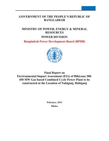 Bibiyana 300-450 MW EIA Report Part-1 - BPDB