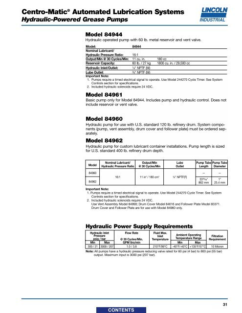 Centro-Matic Lubrication System - Major Furnace Australia provides ...