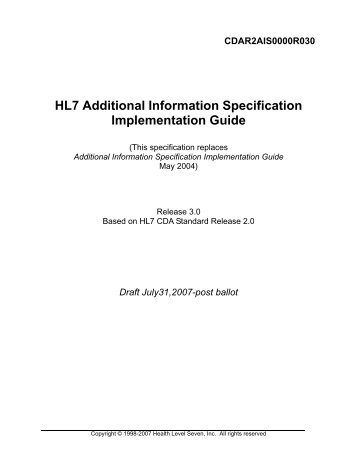 HL7 CDA R2 AIS Implementation Guide