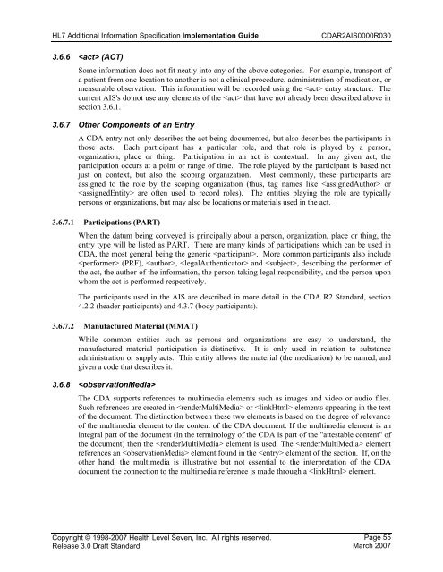 HL7 CDA R2 AIS Implementation Guide