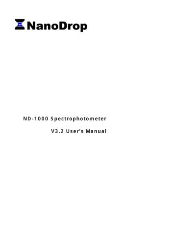 ND-1000 Spectrophotometer V3.2 User's Manual