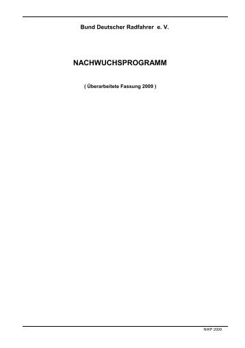NACHWUCHSPROGRAMM - BDR Bund Deutscher Radfahrer