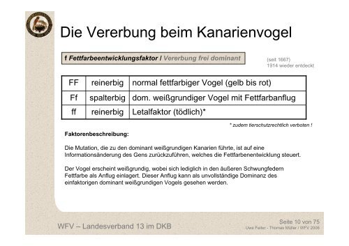 Die Vererbung beim Kanarienvogel