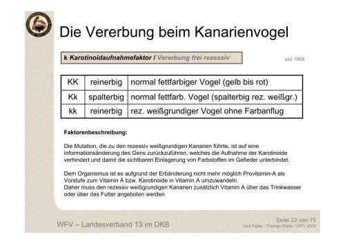 Die Vererbung beim Kanarienvogel