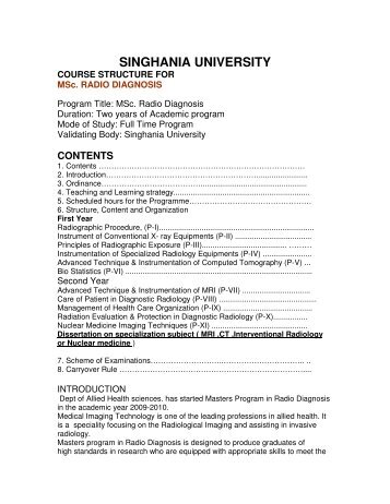 Syllabus of Paramedical Courses - Singhania University