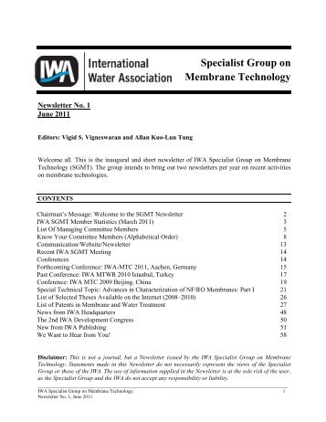 Specialist Group on Membrane Technology - IWA