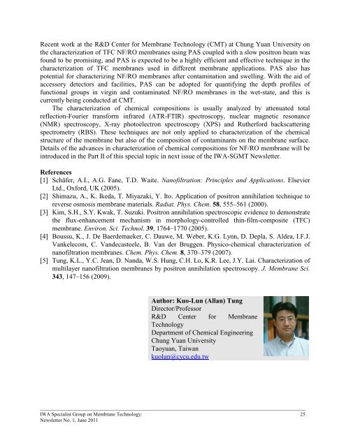 Specialist Group on Membrane Technology - IWA