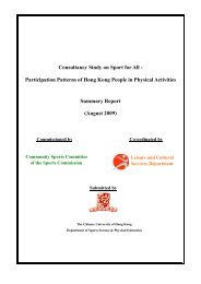 Consultancy Study on Sport for All - Participation Patterns of Hong ...