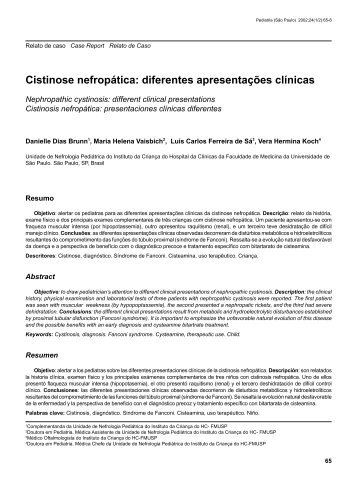 Cistinose nefropÃ¡tica: diferentes apresentaÃ§Ãµes clÃ­nicas