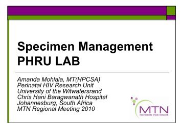 PHRU: Specimen Management PHRU LAB