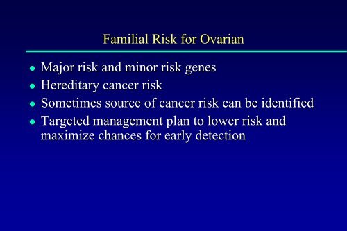Ovarian Cancer: Genetic Counseling and Testing, Screening and ...
