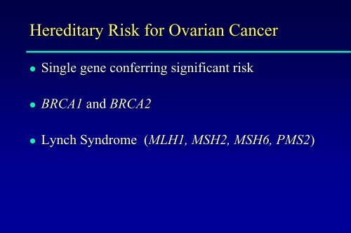 Ovarian Cancer: Genetic Counseling and Testing, Screening and ...