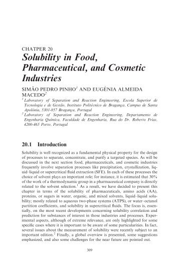 Solubility in Food, Pharmaceutical, and Cosmetic Industries
