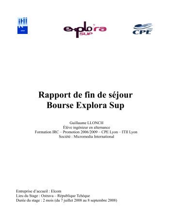 Rapport de fin de séjour Bourse Explora Sup - Région Rhône-Alpes