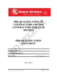 PRE-QUALIFICATION OF CONTRACTORS AND ... - Kenya Airways