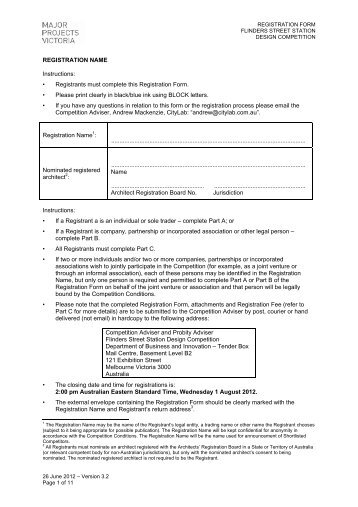 Flinders Street Station Design Competition - Registration Form