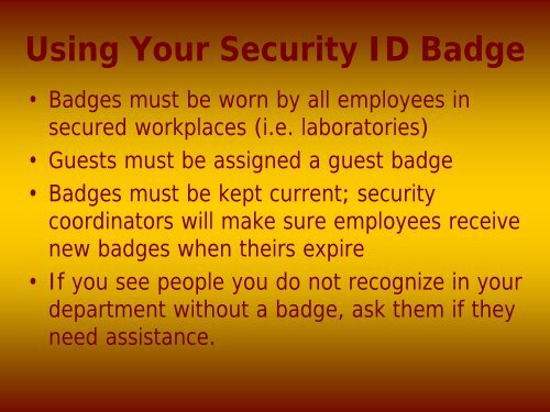 Security ID Badge Program - Facilities Management - University of ...