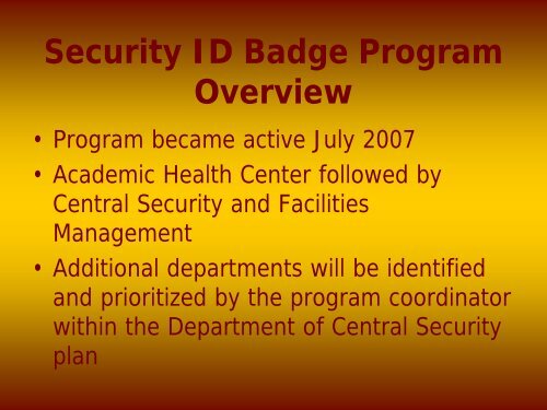 Security ID Badge Program - Facilities Management - University of ...