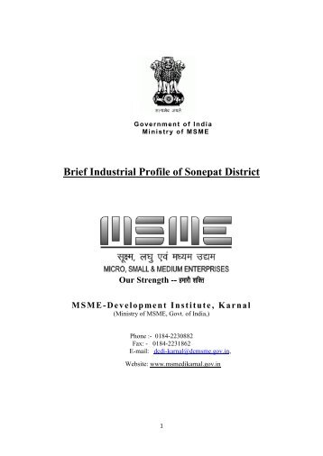 Sonepat - Micro, Small & Medium Enterprises Development Institute ...