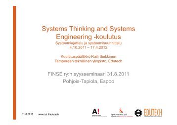 Systems Thinking and Systems Engineering -koulutus - FINSE