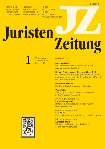 Juristen Zeitung - Mohr Siebeck Verlag