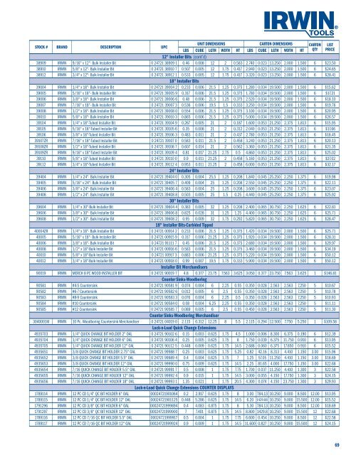 2012 US Price Book (PDF) - Irwin Tools