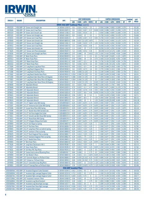 2012 US Price Book (PDF) - Irwin Tools