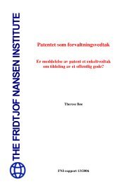 Patentet som forvaltningsvedtak - Fridtjof Nansens Institutt