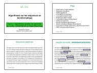 Algorithmes sur les sÃ©quences en bioinformatique M2 - STL Plan