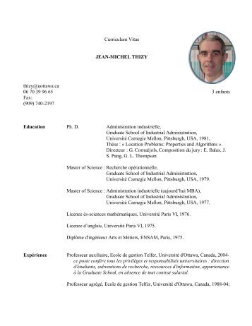 tÃ©lÃ©charger mon curriculum vitae au format Pdf - Jean-Michel Thizy's ...