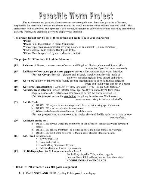 Parasitic Worm Project Topics