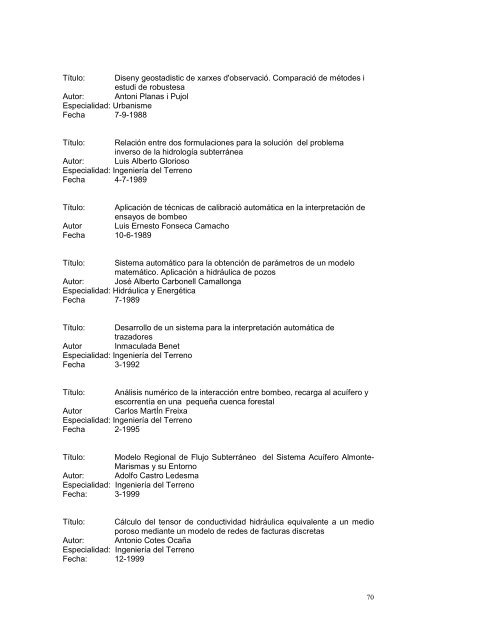 Curriculum Vitae - Grup d'Hidrologia SubterrÃ nia - UPC