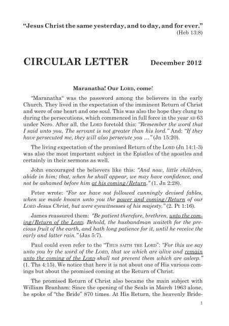 CIRCULAR LETTER - Freie Volksmission Krefeld eV