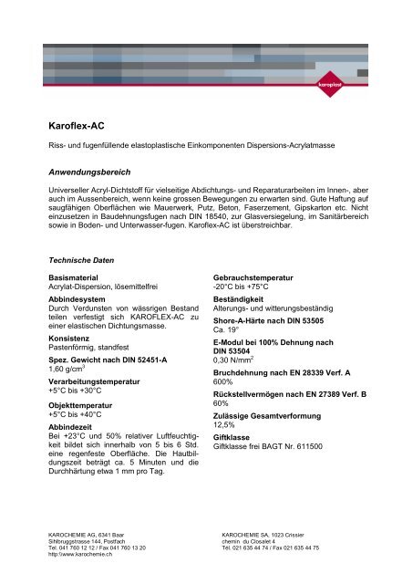 Karoflex-AC - MaxDicht Silikon und Dichtstoffe