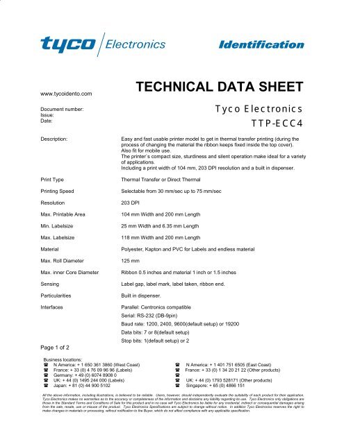 Technical Data Sheet Template