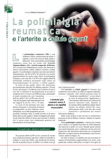 La polimialgia reumatica e l'arterite a cellule giganti