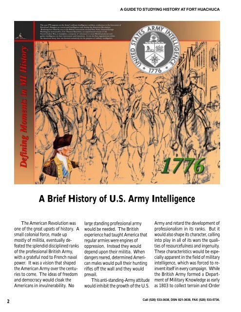 Brief History of Army MI - Fort Huachuca - U.S. Army