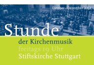 Stunde der Kirchenmusik - Stiftsmusik Stuttgart