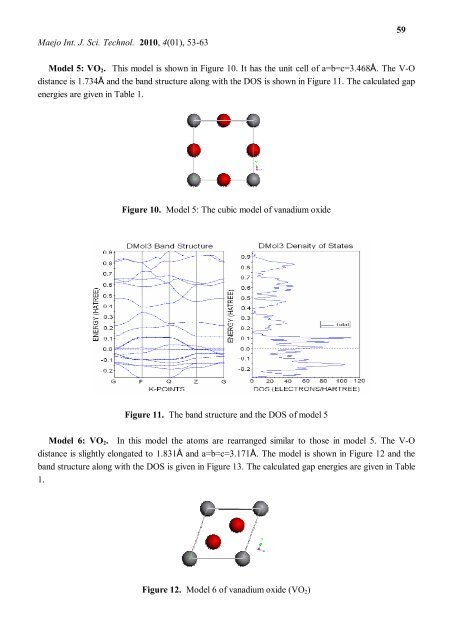 Crossing points in the electronic band structure of vanadium oxide