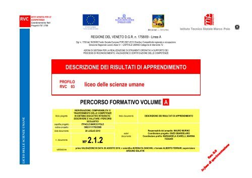 Didattica per competenze regione Veneto - Liceo Statale C. Montanari