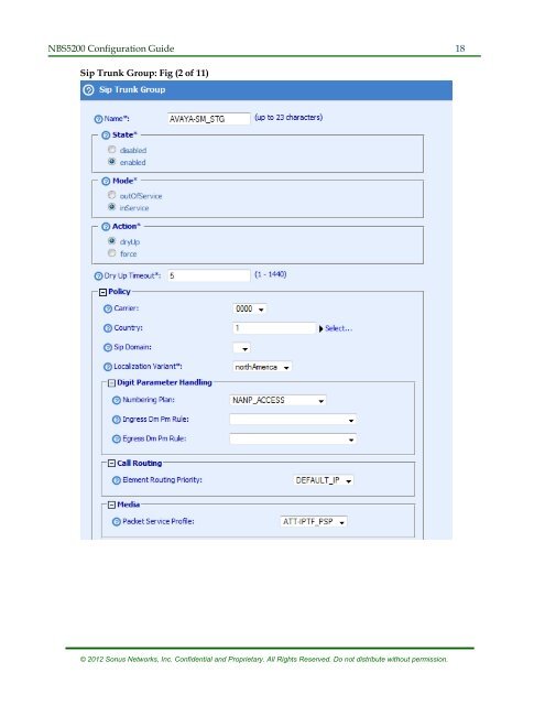 SBC 5200 Configuration - Sonus Networks