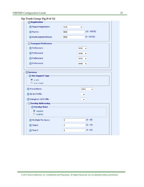 SBC 5200 Configuration - Sonus Networks