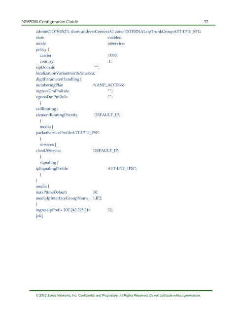 SBC 5200 Configuration - Sonus Networks