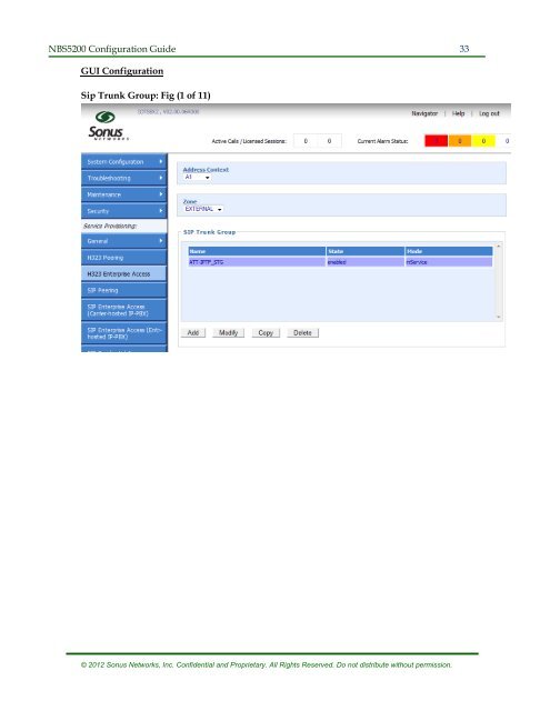 SBC 5200 Configuration - Sonus Networks