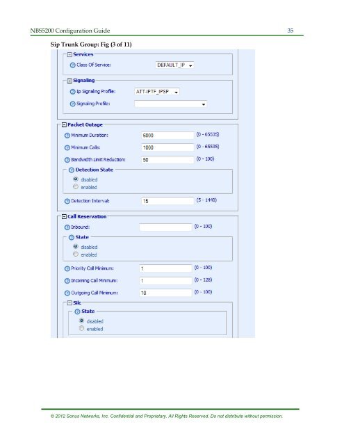 SBC 5200 Configuration - Sonus Networks