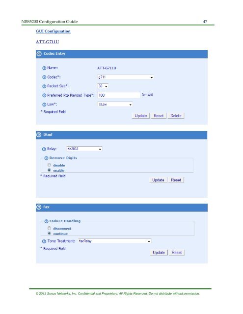 SBC 5200 Configuration - Sonus Networks