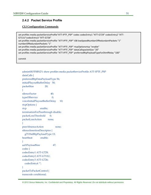 SBC 5200 Configuration - Sonus Networks