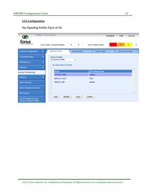 SBC 5200 Configuration - Sonus Networks