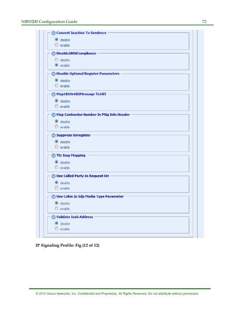 SBC 5200 Configuration - Sonus Networks