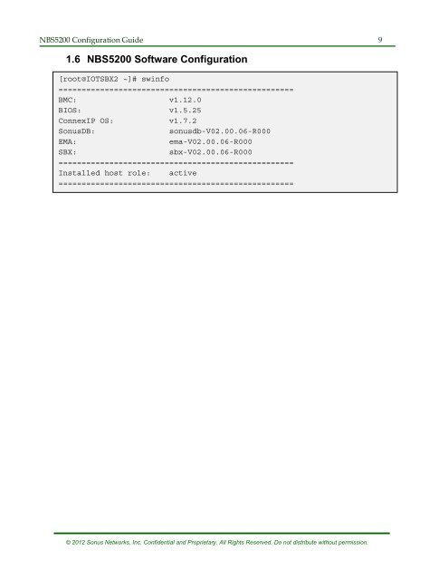 SBC 5200 Configuration - Sonus Networks